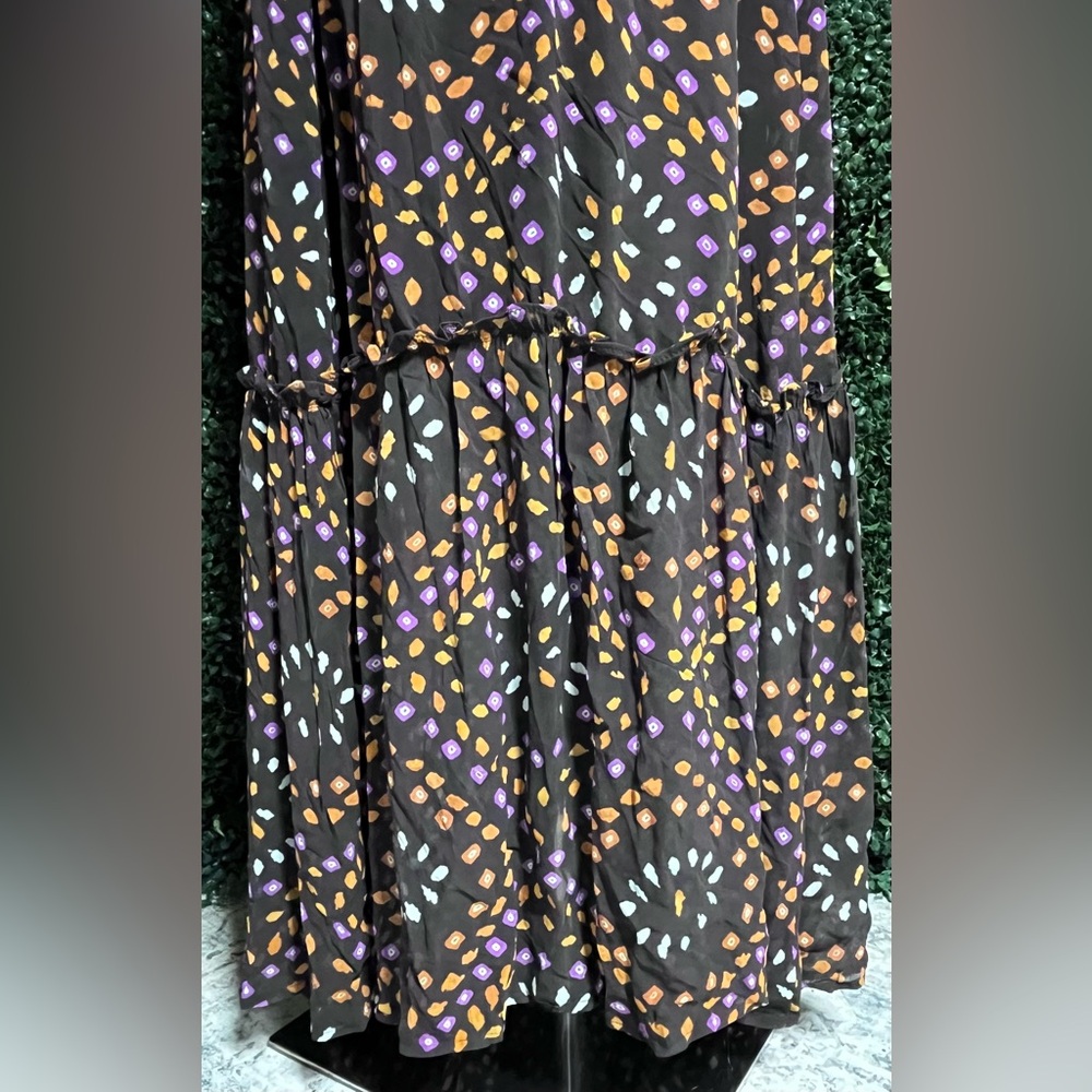 Anthropologie Sleeveless Chiffon Printed Midi Dress with Multicolor Dot Motif - Picture 7 of 15